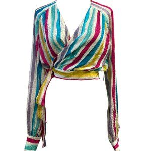 Art dealer Colorful Striped Long Sleeve Blouse